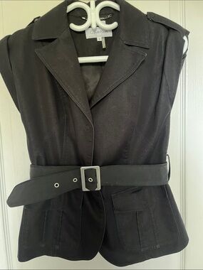 Calvin Klein Black Sleeveless Utility Blazer